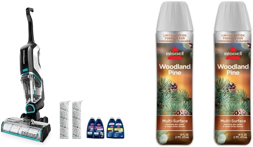 Bundle of BISSELL CrossWave Cordless Max All in One Wet-Dry Vacuum Cleaner and Mop for Hard Floors and Area Rugs, Black, 2554A + BISSELL Limited Edition Woodland Pine Multi-Surface Wash Formula Pine