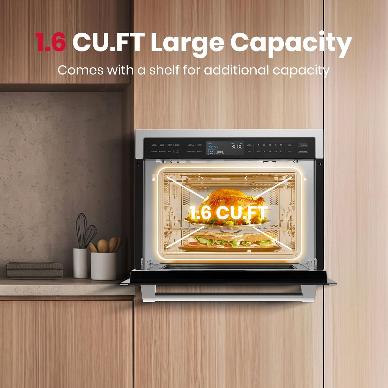 Gasland 24 Inch Built in microwave oven, Microwave and Convection Oven Combination, 1000W, 11 Levels, Sensor Cook, Touch Control, LCD Display, 1.6 Cu. Ft Wall Microwave Oven Combos, Stainless Steel