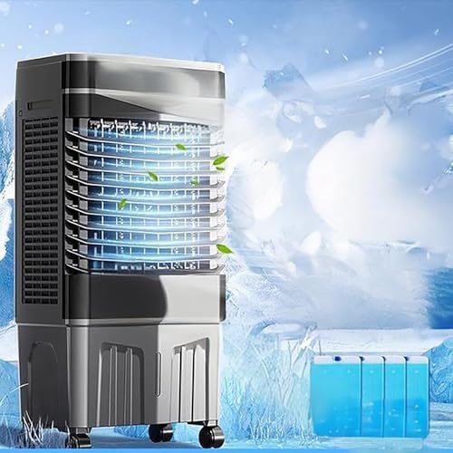 Evaporative Air Cooler with Remote, Evaporative Coolers, 120° Oscillating, 3 Speeds, 4 Ice Packs, Portable Swamp Cooler Air Conditioner(80x35x45 cm/31x14x18 in)