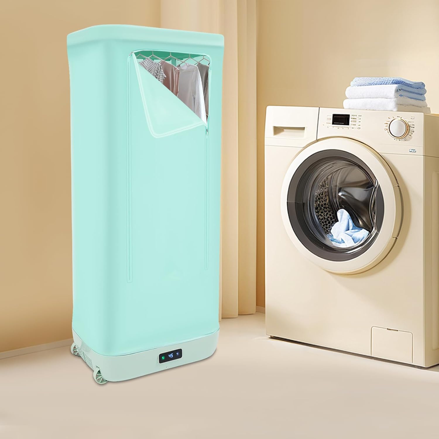 Folding Portable Clothes Dryer, Electric Travel Clothes Dryer, Household Mini Quick Drying Dryers Clothes Wringer Compact Suitable for RVs, Apartments, Travel, Student Dormitories