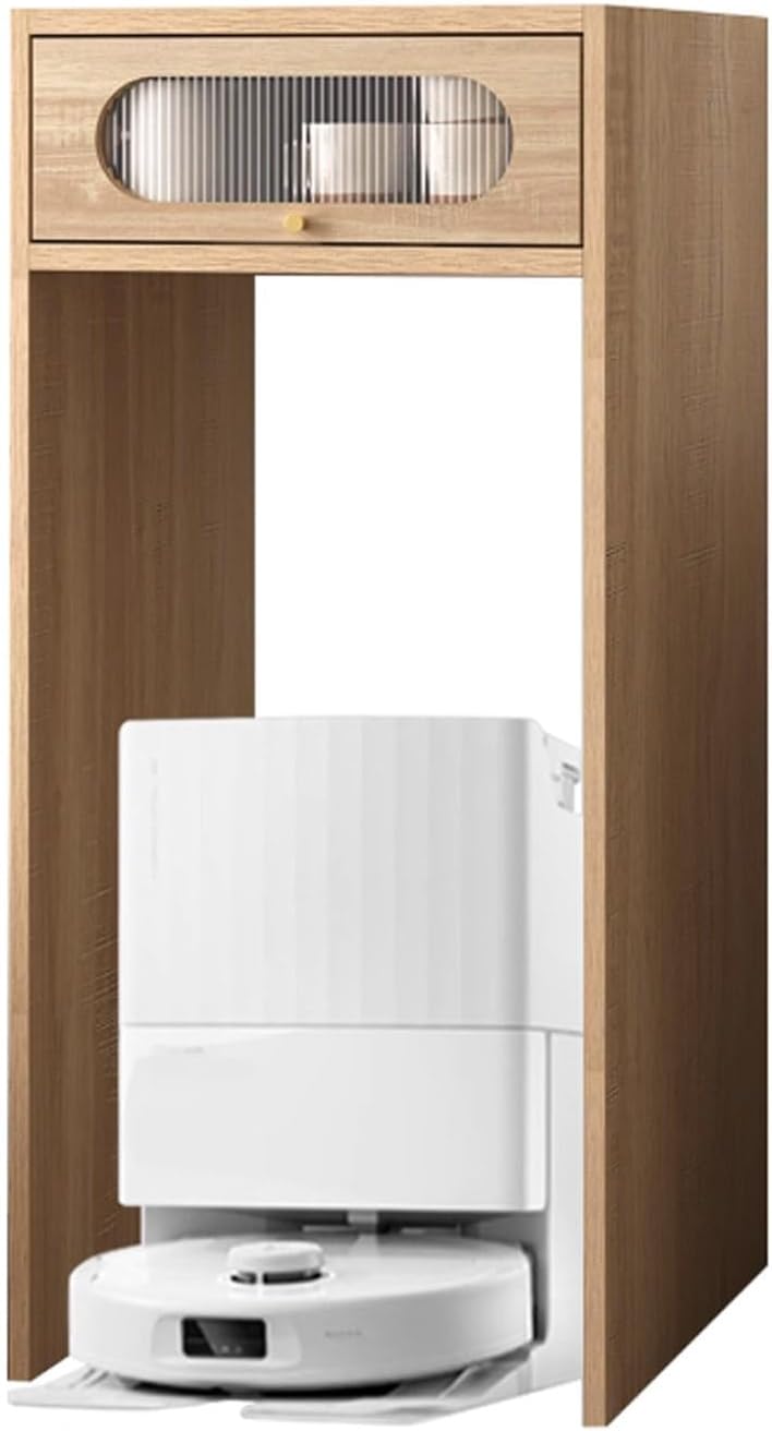 Robot Storage Rack, Robot Vacuum Stand Cabinet, Robot Vacuum Hidden Storage Cabinet, Vacuum Hidden Open Storage Shelves, Side Table Storage Cabinet for Living Room(Natural)