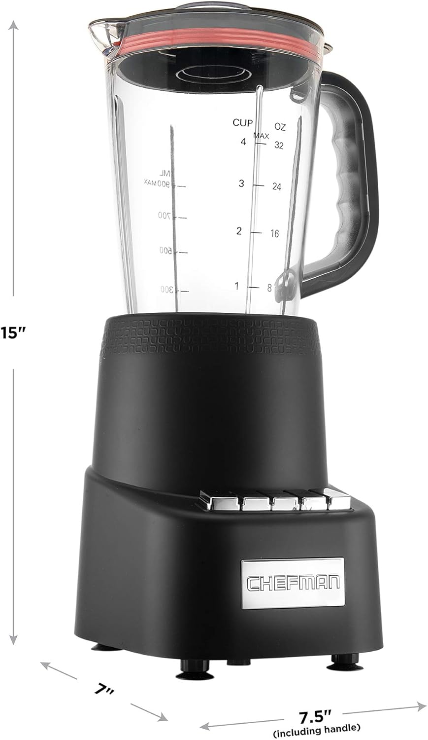 Chefman Countertop + Travel Dynamic Blending System, 12-Piece Set, 3 Programmed Speeds & Pulse, Easy Ice Crushing for Shakes & Smoothies, Dishwasher-Safe 32-Oz Pitcher, 12Oz & 2 24Oz Tumblers, Black