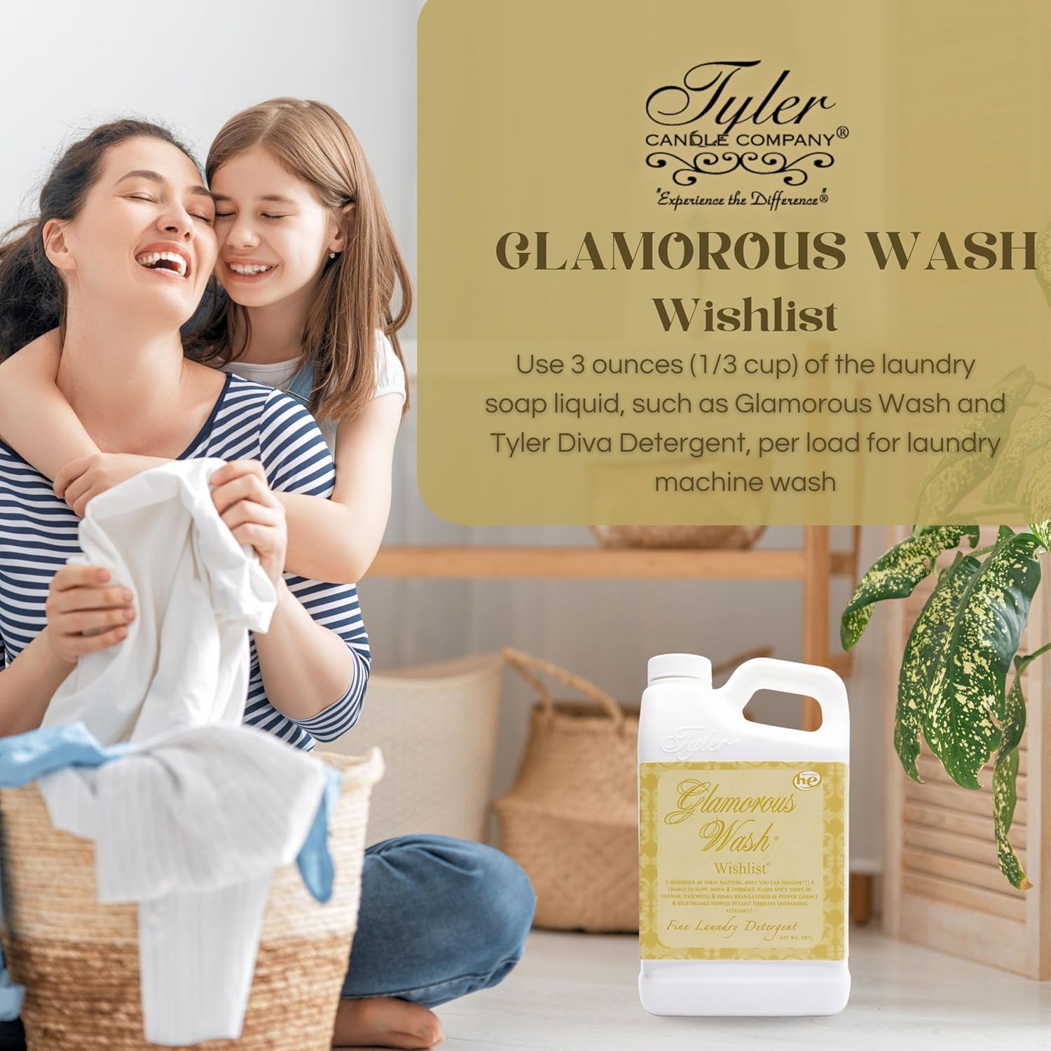 Worldwide Nutrition Bundle: Tyler Candle Company Glamorous Wash Wishlist Scent Fine Laundry Liquid Detergent - Hand and Machine Washable - 907g (32 Fl Oz) Container and Multi-Purpose Key Chain