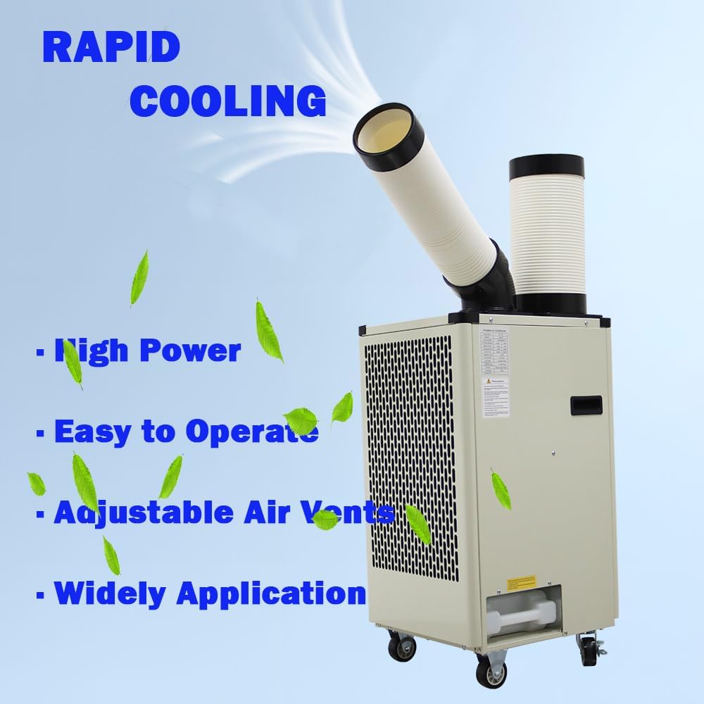 110V Industrial Air Conditioner 350-450m³/h Commercial Portable Industrial Spot Cooler Mobile Air Conditioner Single Column 9180BTU/H, 1000W