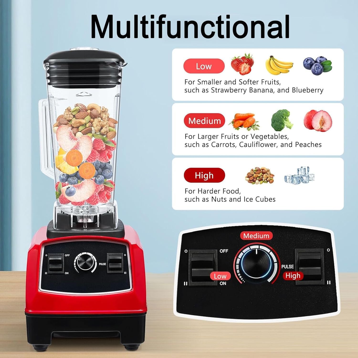 FfiMe 3.9l Professional Blender, Professional Blender for Kitchen, with 2300w Base and Total Crushing Technology