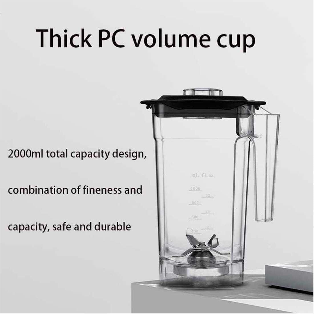 Blender Smoothie Maker, 2L Commercial Mixer Milkshake Smoothie Blender Machine for Shakes and Smoothies, Heavy Duty 2200W Stainless Steel Blade with Quiet Shield Sound Enclosure, 5 Presets