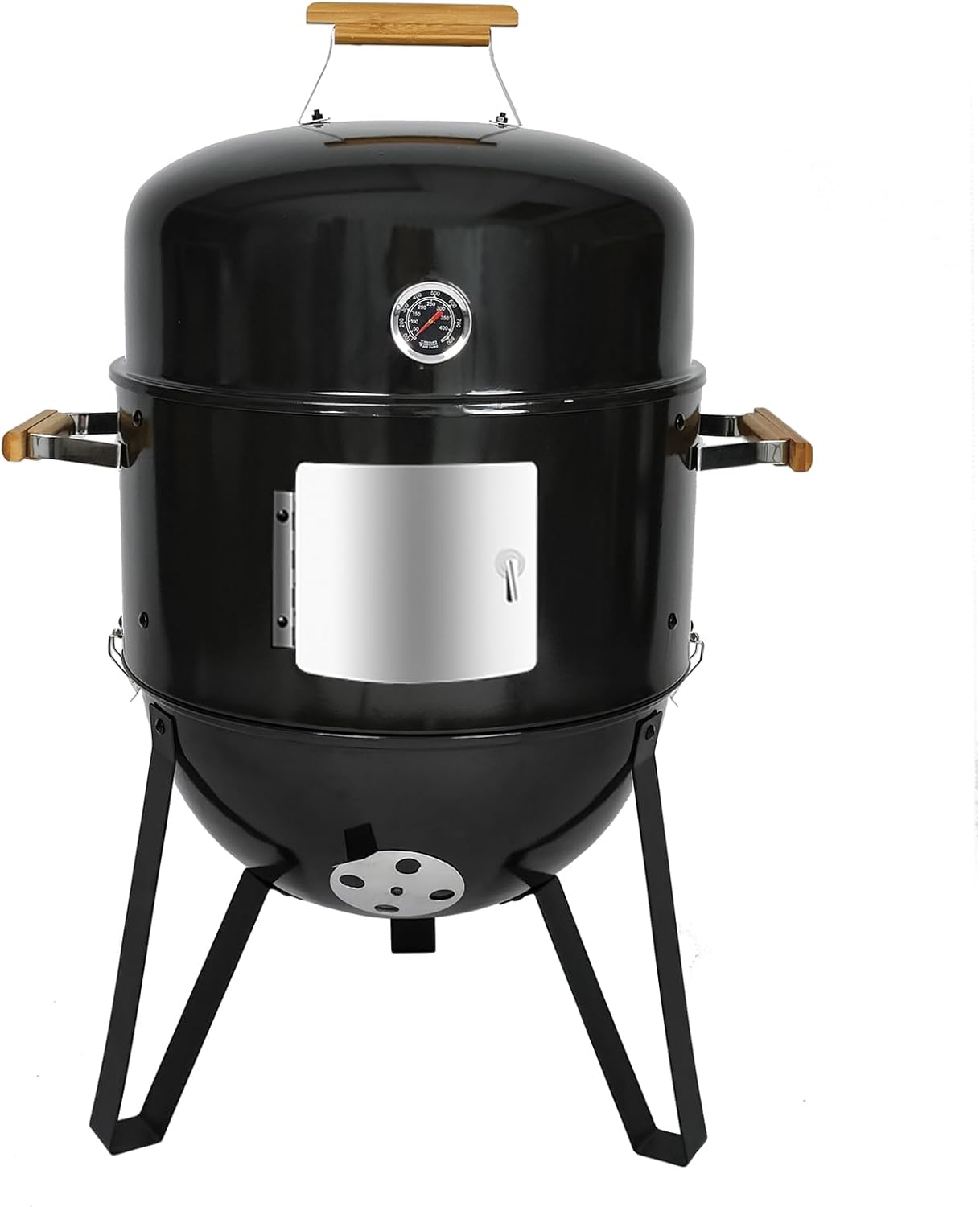 Realcook BBQ Charcoal Smoker Grill: Heavy Duty 17 Inch Vertical Meat Smokers - Porcelain-Enameled Charcoal Grill Smoker Combo for Outdoor Cooking Backyard Picnic Party Grilling