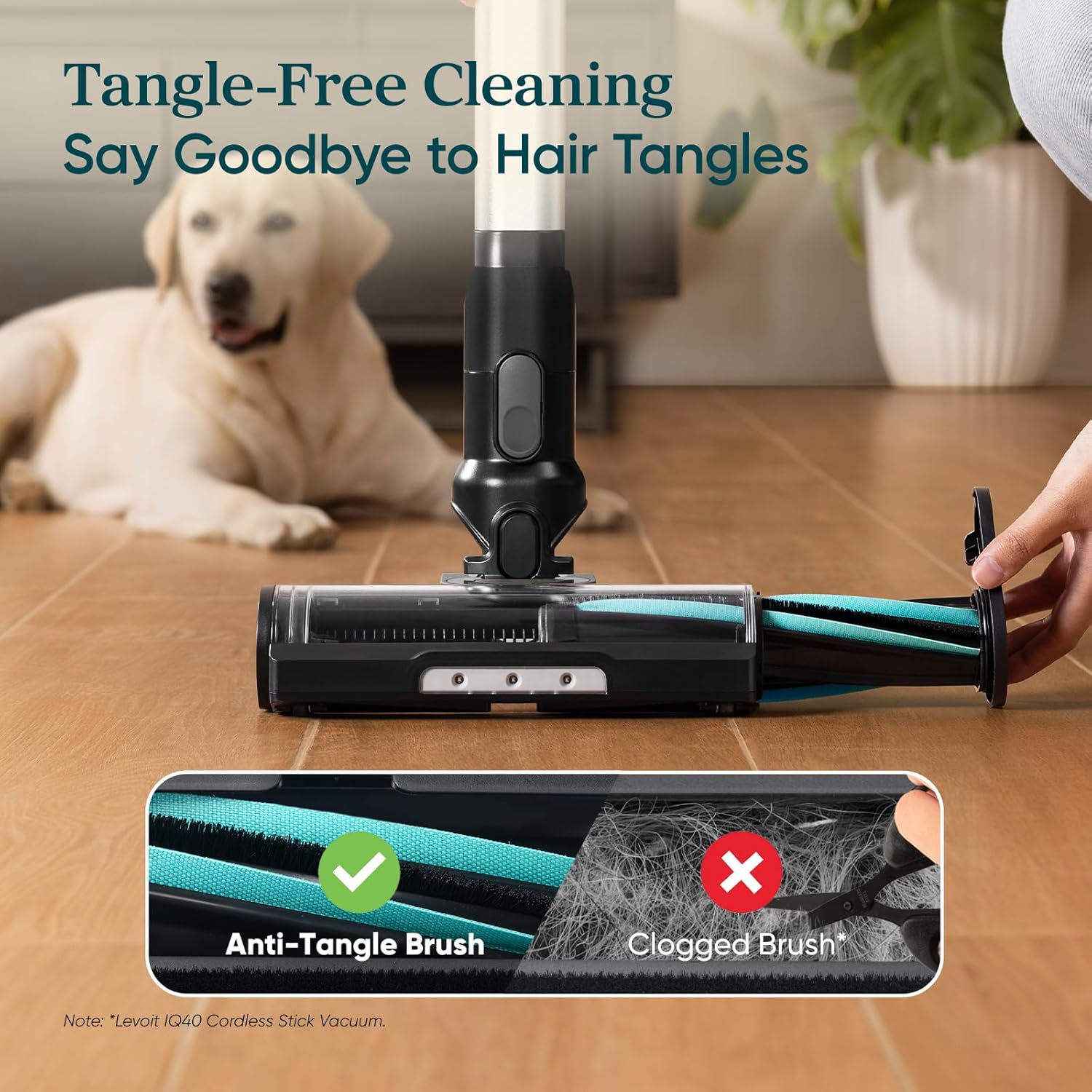 LEVOIT Cordless Vacuum Cleaner with HEPA Filter, Anti-Tangle Brush, Up to 70 Minutes, Charging Wall Dock, Powerful Suction, Lightweight, for Carpet, Hard Floor, Pet Hair, LVAC-200 MAX