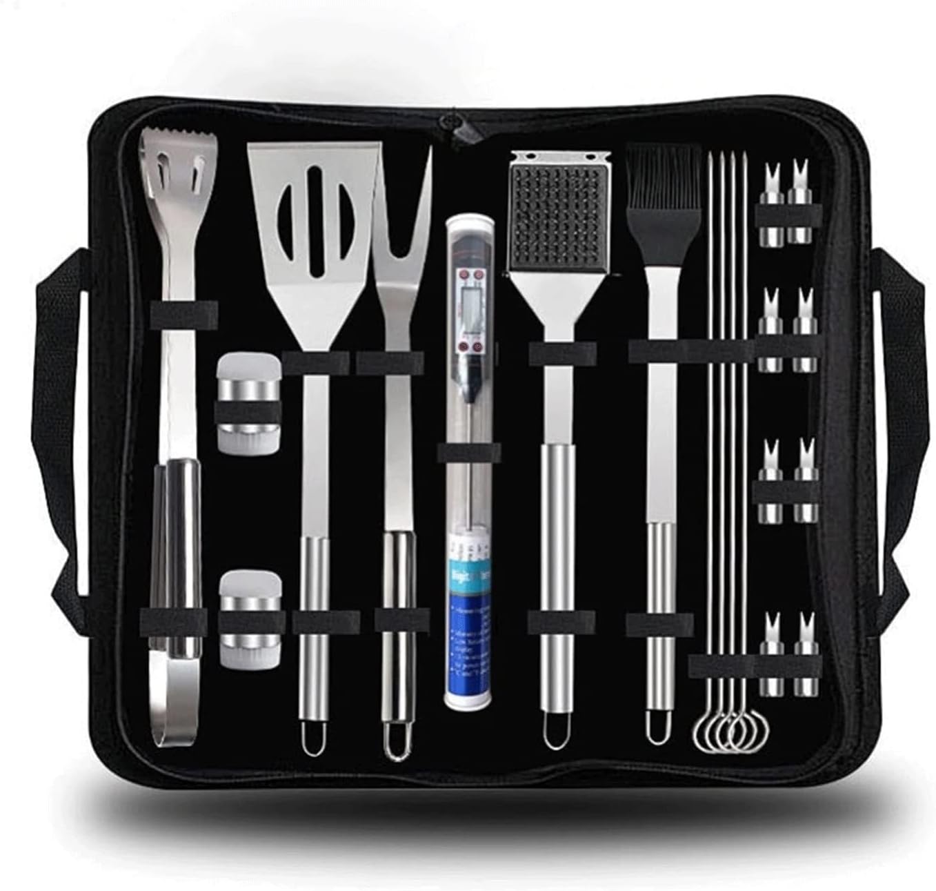 BBQ Tool Set,Stainless Steel Accessories,20-Piece Outdoor Cooking Tool Set,Portable Camping Equipment