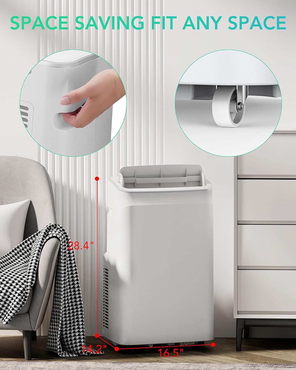 12,000 BTU Portable Air Conditioner, 3-IN-1 Portable AC Unit Cools Up to 500 Sq.Ft, with Complete Window Mount Exhaust Kit and Remote Control for Campervan, Office, Temporary Space