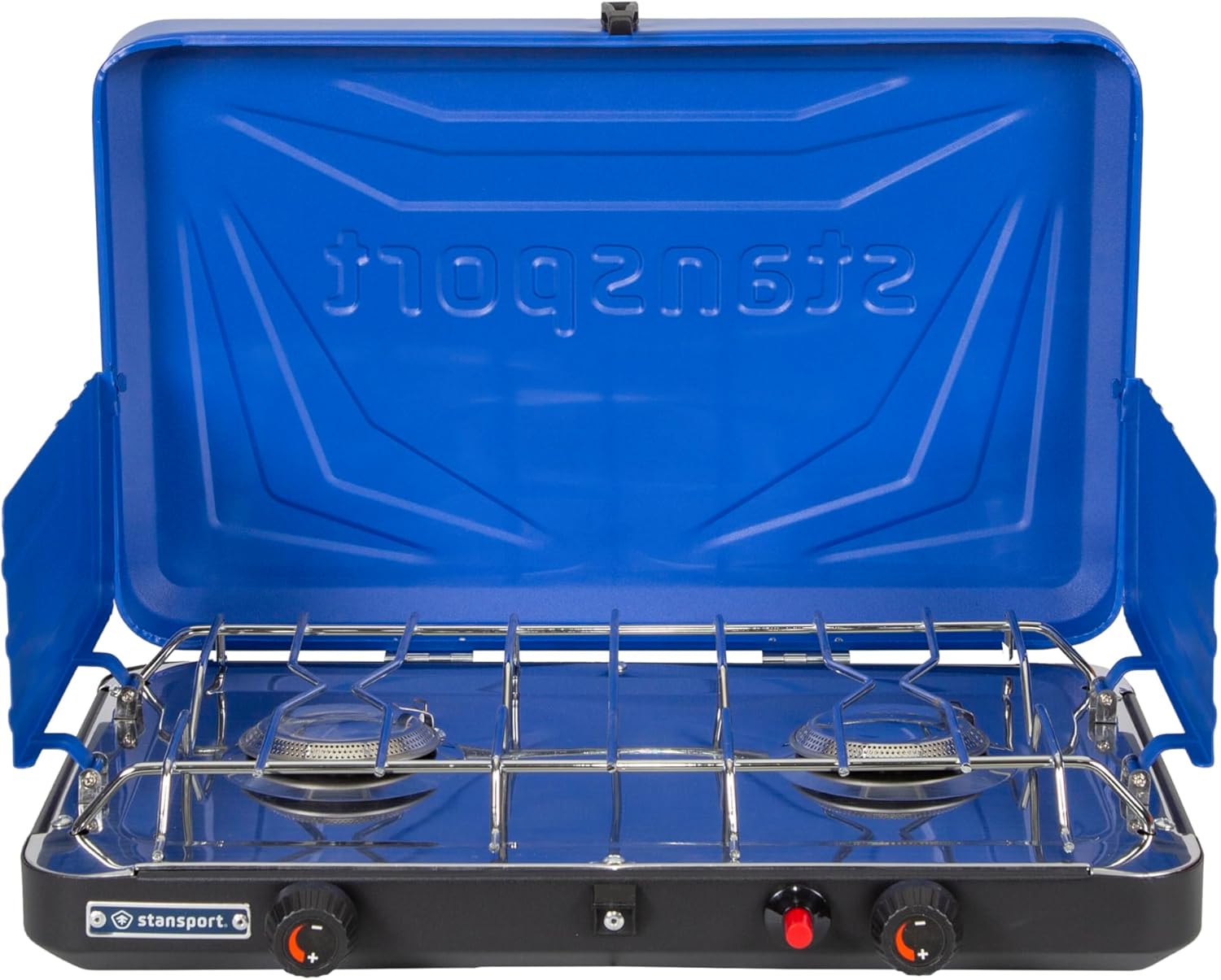 Stansport 2-Burner Propane Stove with Drip Pan & Piezo Igniter