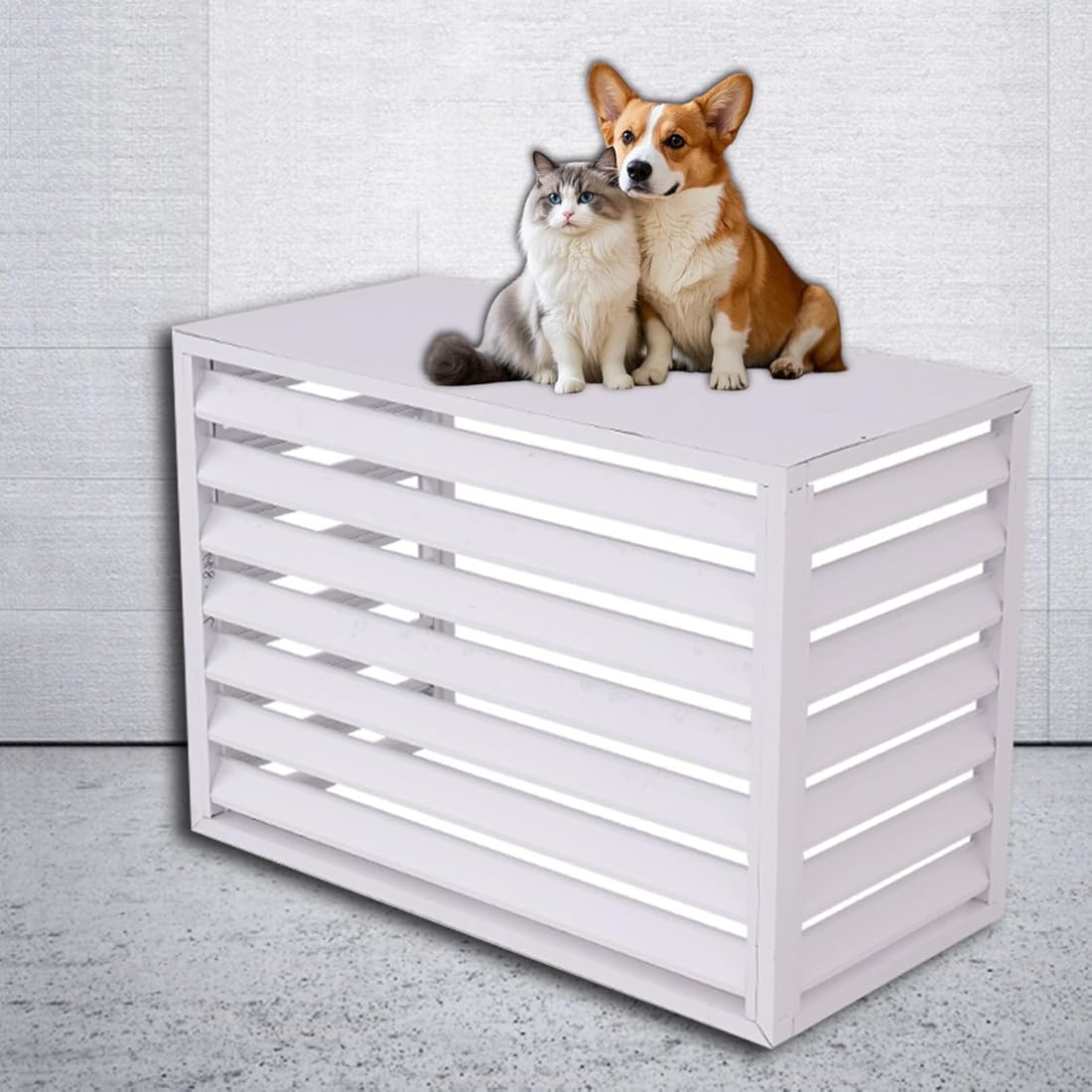 Aluminum Air Conditioner Privacy Fence, Mini Split Air Conditioner Cover for Outside Units, Suitable for Courtyard, Outdoor, Anti Theft(White,110x60x80cm 43x24x31.5in)