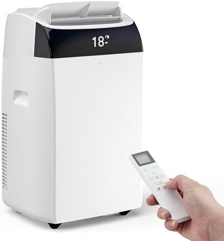 12,000 BTU Portable Air Conditioner for 550 Sq Ft - 3-In-1 AC Unit with Cooling, Dehumidifier & Fan Modes, Remote Control, 24H Timer, Installation Kit for Home, Office & Dorm