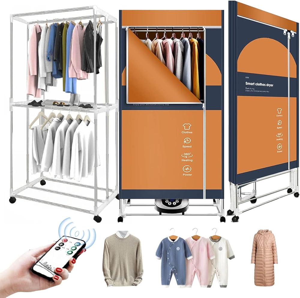 Clothes Airer Dryer, Portable 2-Tier Electric Clothes Drying Rack Folding-Dry Machine with Remote Control,1500W Energy Saving Electric Heated Laundry Airer,240min Adjustable Timer for House The New