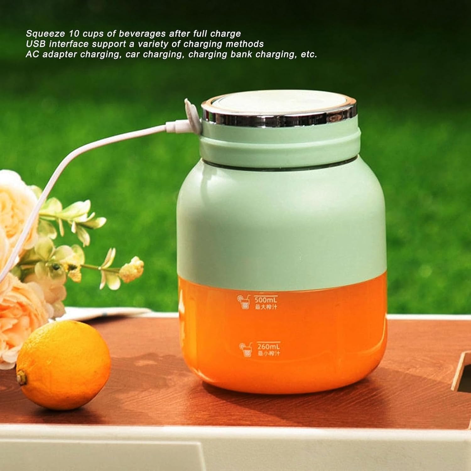 Portable wireless juicer，Portable Blender Cup with Straw and Two Lids, Multifunctional Large-Capacity Wireless Blenders Rechargeable, for Smoothies, Shakes & Frozen Blending (white)