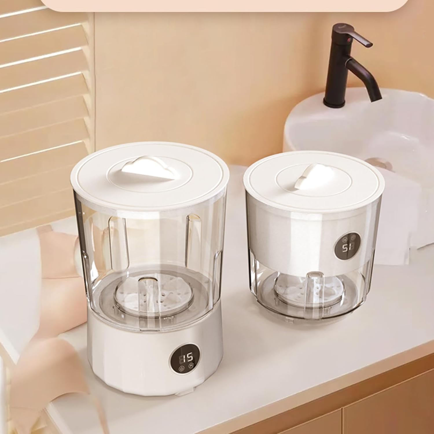 Washing Machine - Portable Washer | Compact Twin-Tub Laundry Unit, Rechargeable Mini Cleaner with Baskets for Bras, Socks, Baby Clothes, Travel, RV, Dorm, Apartment Use Supplies