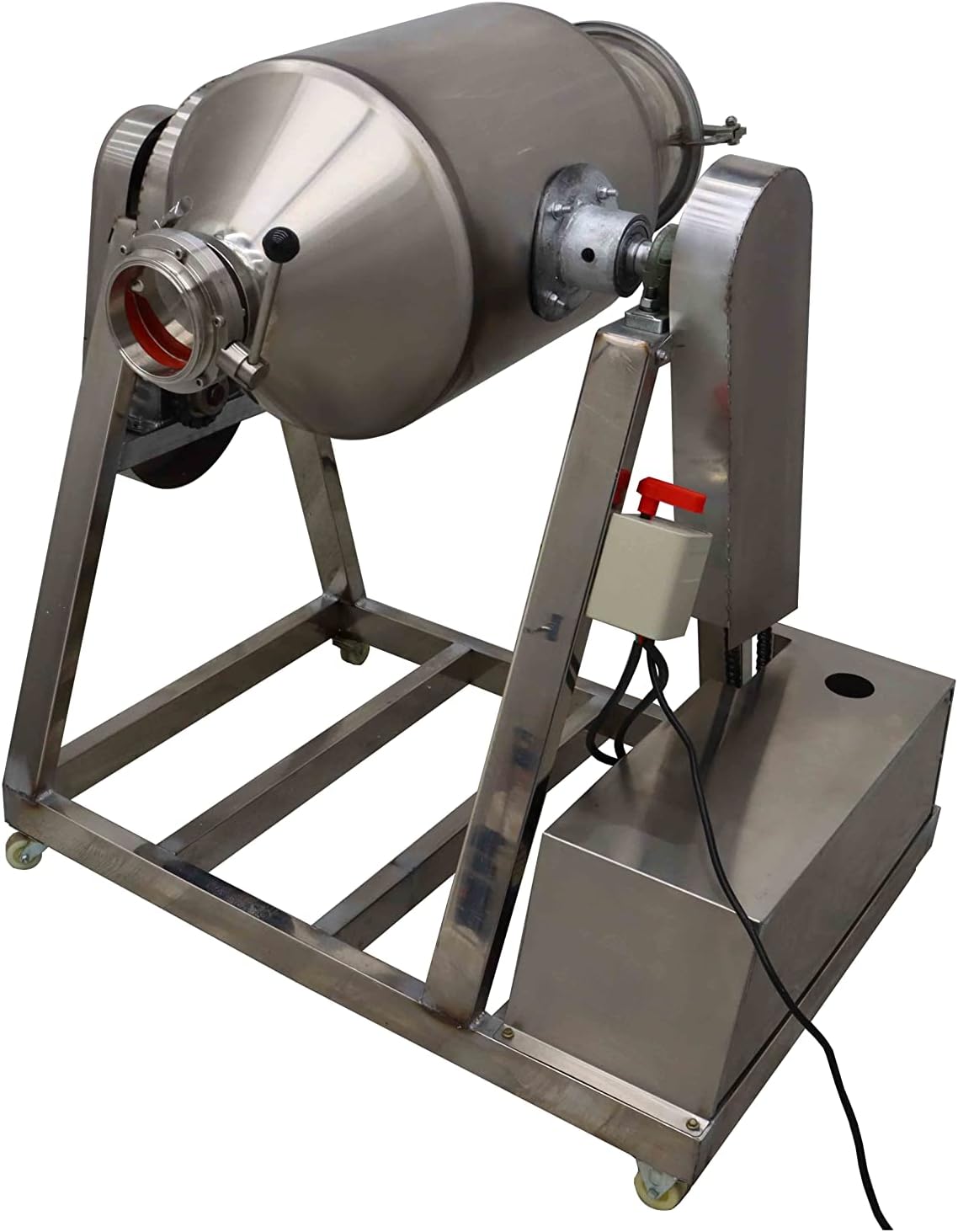 INTSUPERMAI Dry Powder Mixer Mixing Machine Stainless Steel Drum Blender Mixing Machine Particle Blender Powder Mixer Metal Metallurgy Powder Food Material Abrasive Blender 110V 60L