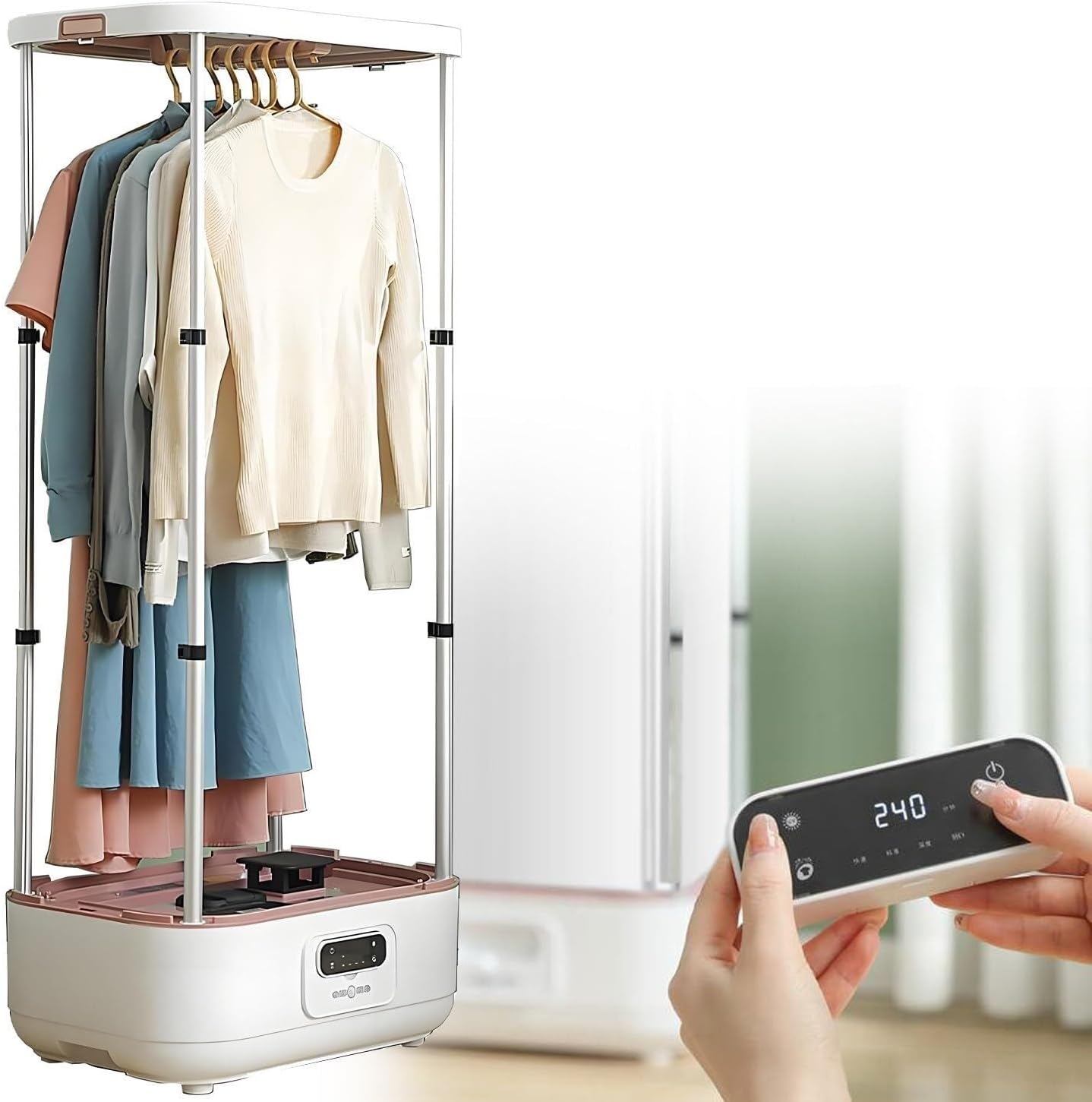 Steam Iron,Collapsible Hanging Garment Steamer,Smart Steam Dryer with Remote Control, Foldable Key Care for Clothes & Fabric