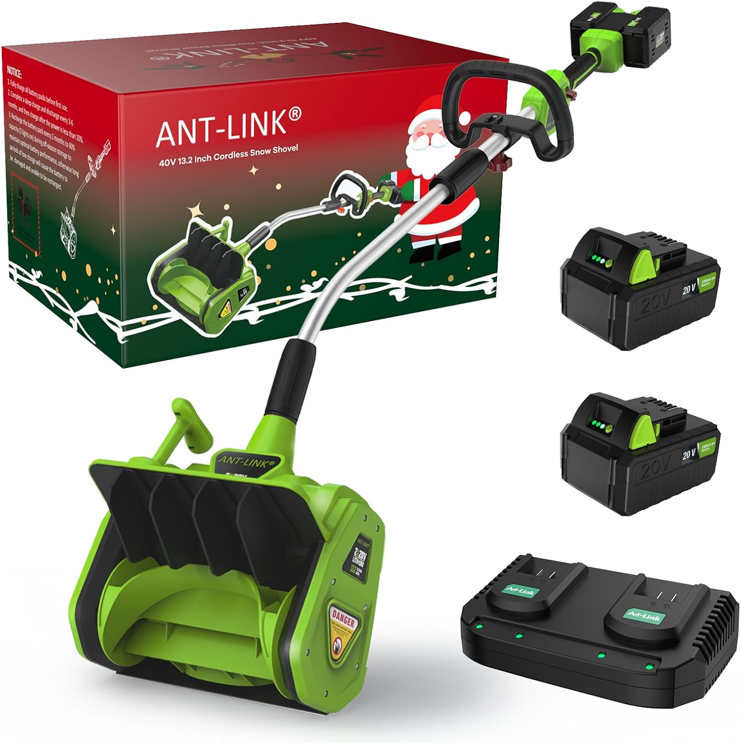 Electric Snow Shovel, 13.2“ 40V 4.0Ah Cordless Snow Blower, Battery Powered Snow Thrower with Directional Plate & Adjustable Front Handle, with 13.2'' Width, 8'' Depth, 26.5FT Throw Distance