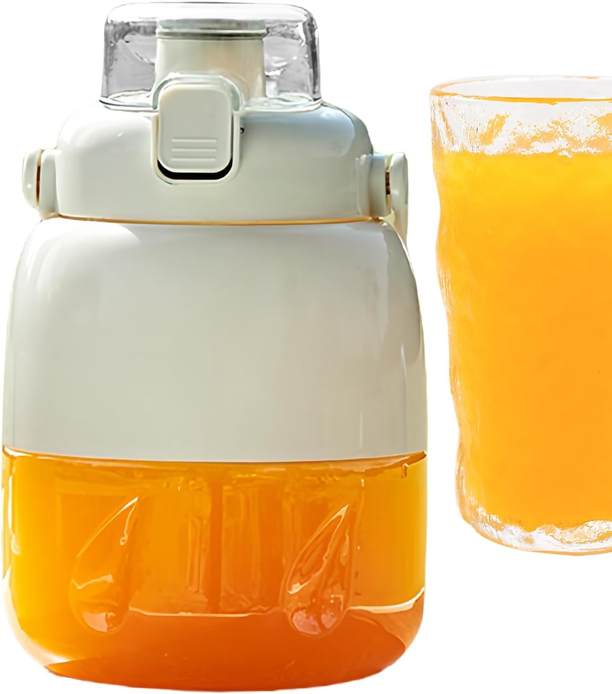 Portable Double Cover Juicer | Electric Juicer Bottle | Cordless Portable Blender Cup With Handle | Handheld | Convenient Hydration | 21x12cm | For Citrus Lemon Lime Orange