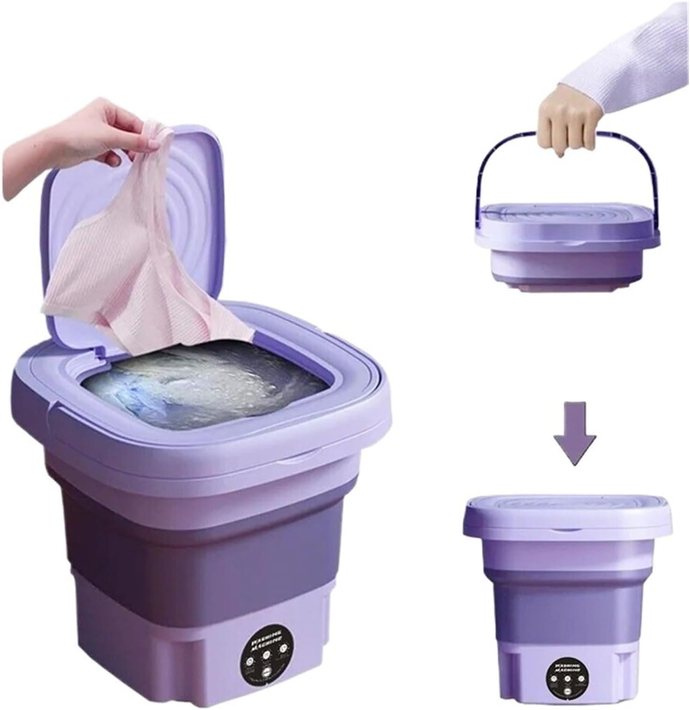8L Portable Small Foldable Washing Machine With Spin Dryer Compatible With Socks Underwear Panties Washer Household Mini Washing Machine(8pcs,US)