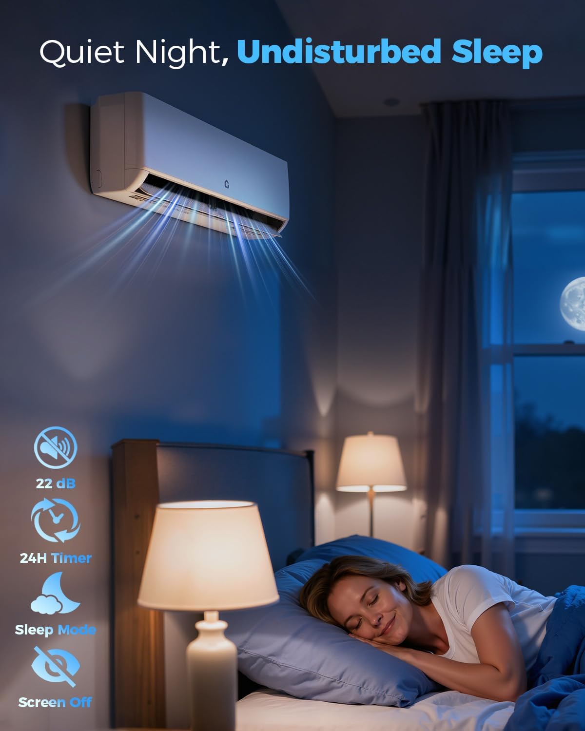 18K BTU Dual Zone Mini Split AC with 12K+12K Indoor Units, Cools 800-1,000 Sq.Ft, 24 SEER2, R454B Refrigerant,WiFi Smart Control, Dual-Zone Independent Temp (±1℃),Heating System,16Ft Pre-Charged Kit