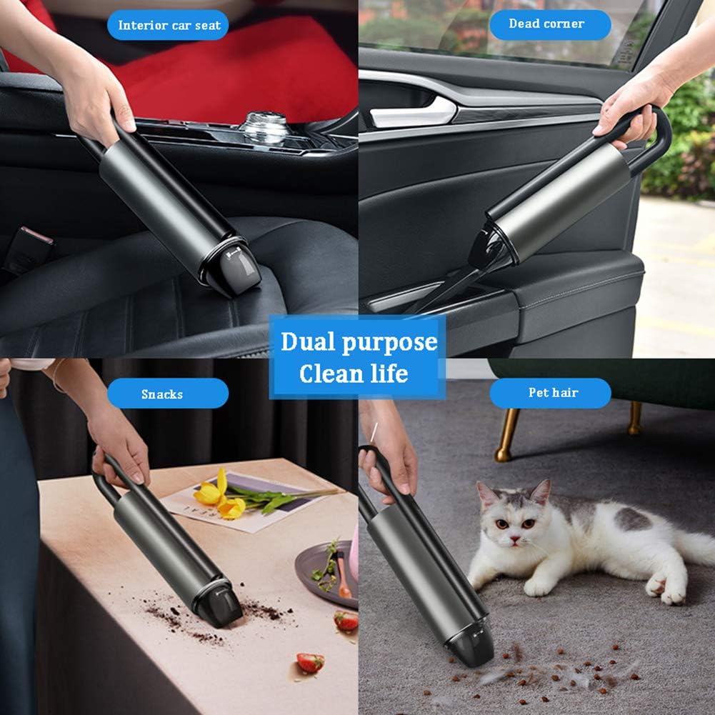 Cordless Handheld Vacuum Cleaner with LED Light and HEPA Filter 5000Pa Rechargeable Lightweight Wet Dry Vacuum for Home,Office,Desk,Car,Dust,Pet Hair Cleaning,Silver (Si