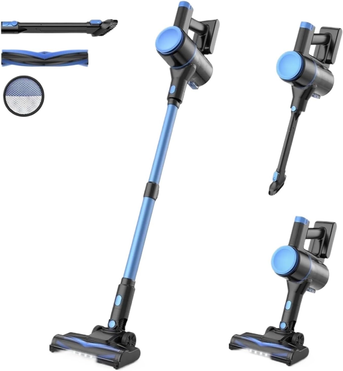 INSE N8 Cordless Vacuum Cleaner, 25Kpa Powerful Suction, 40 Mins Runtime, Lightweight Rechargeable Stick Vacuum For Pet Hair Carpet Hard Floor Car Cleaning(N8 Blue)