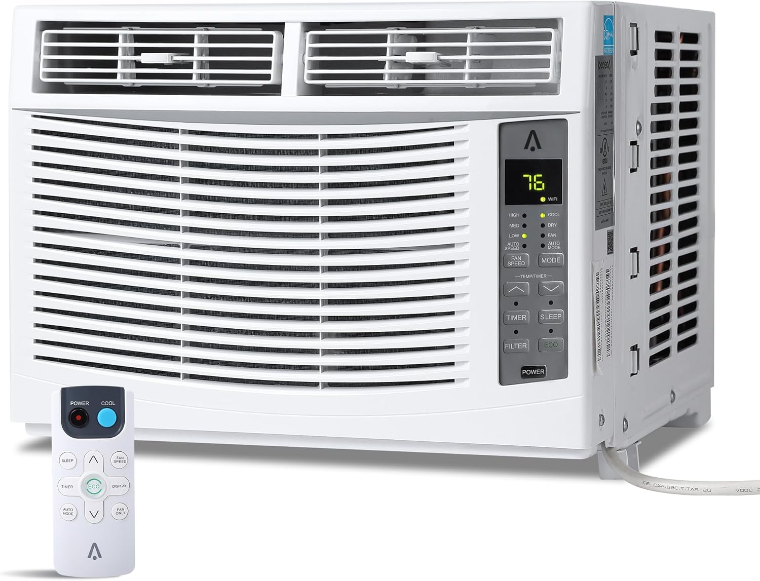 6000 BTU WiFi Window Air Conditioner, Silent Indoor Window Air Conditioner with Remote Control, 3 Air Speeds and 24 Hour Timer, Cools Up to 250 Sq. Ft. Bedrooms, Living Rooms