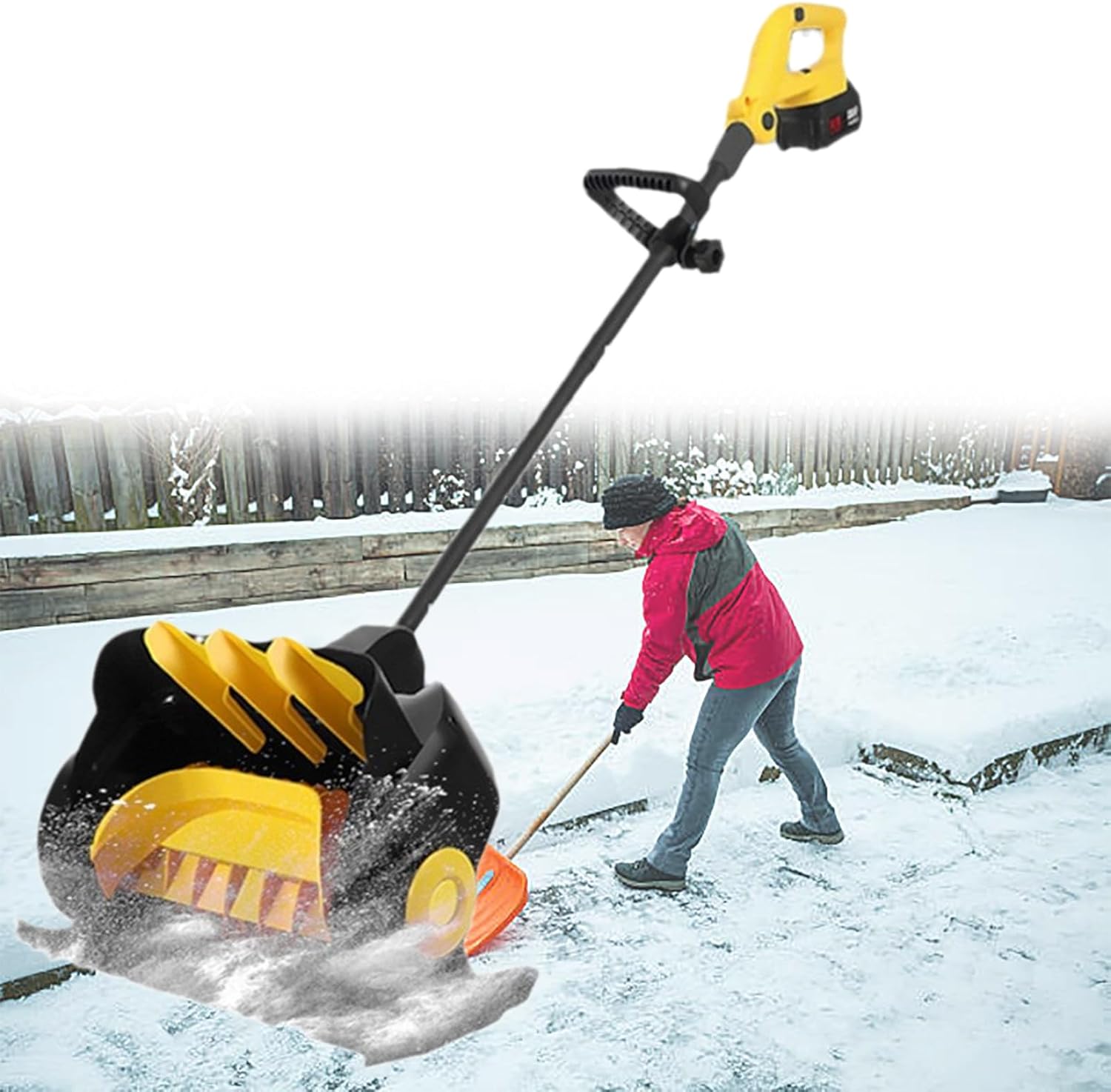 Electric Cordless Snow Shovel, 41cm Width, Battery Snow Blower, with 2 Battery & Quick Charger