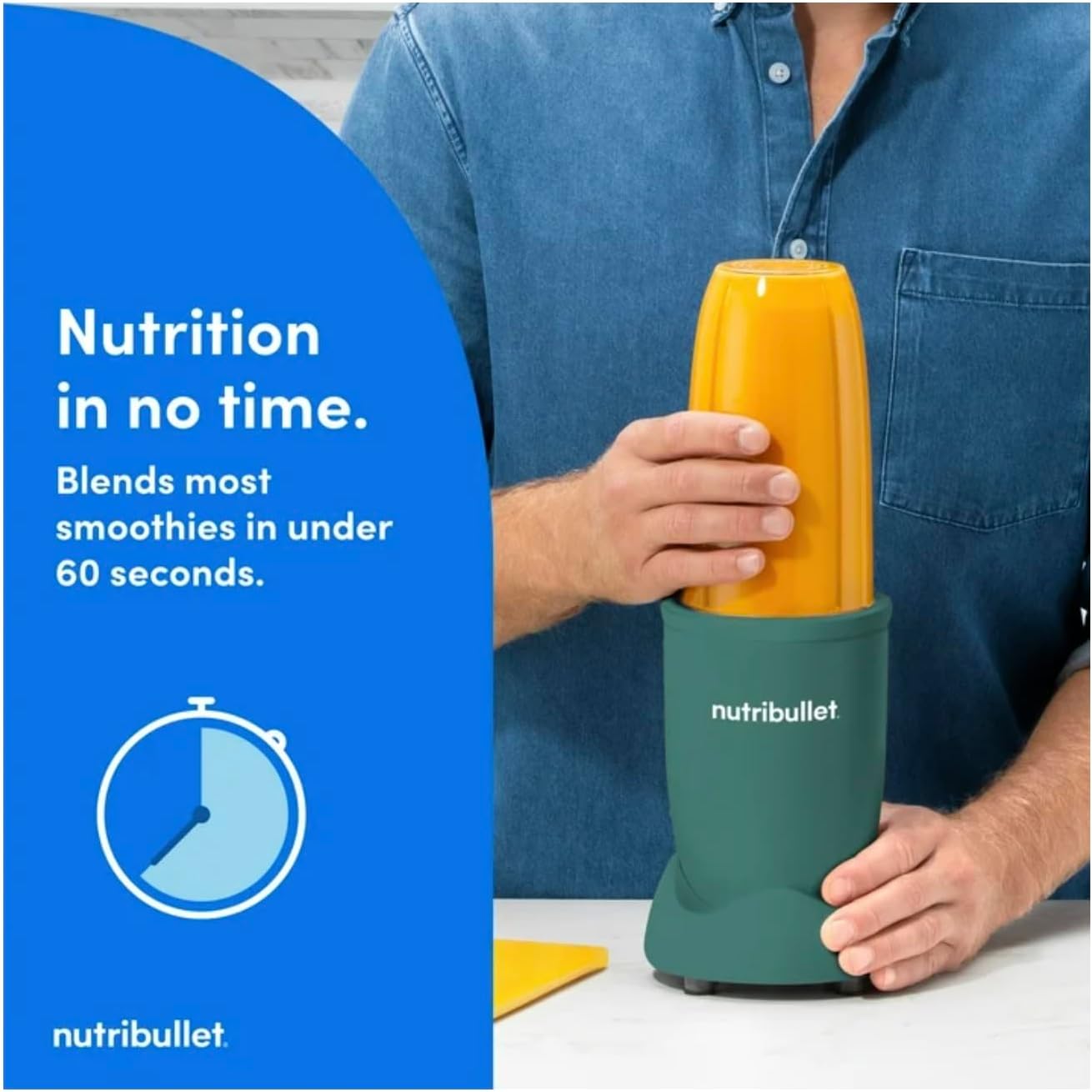 Nutribullets PRO 900W Single Serve Blender - Mint Eucalyptus - Includes 32oz Cup, To-Go Lid, User Guide - BPA-Free Plastic - Stainless Steel Blades - Smoothies, Nut Butters, Shakes - Corded Electric