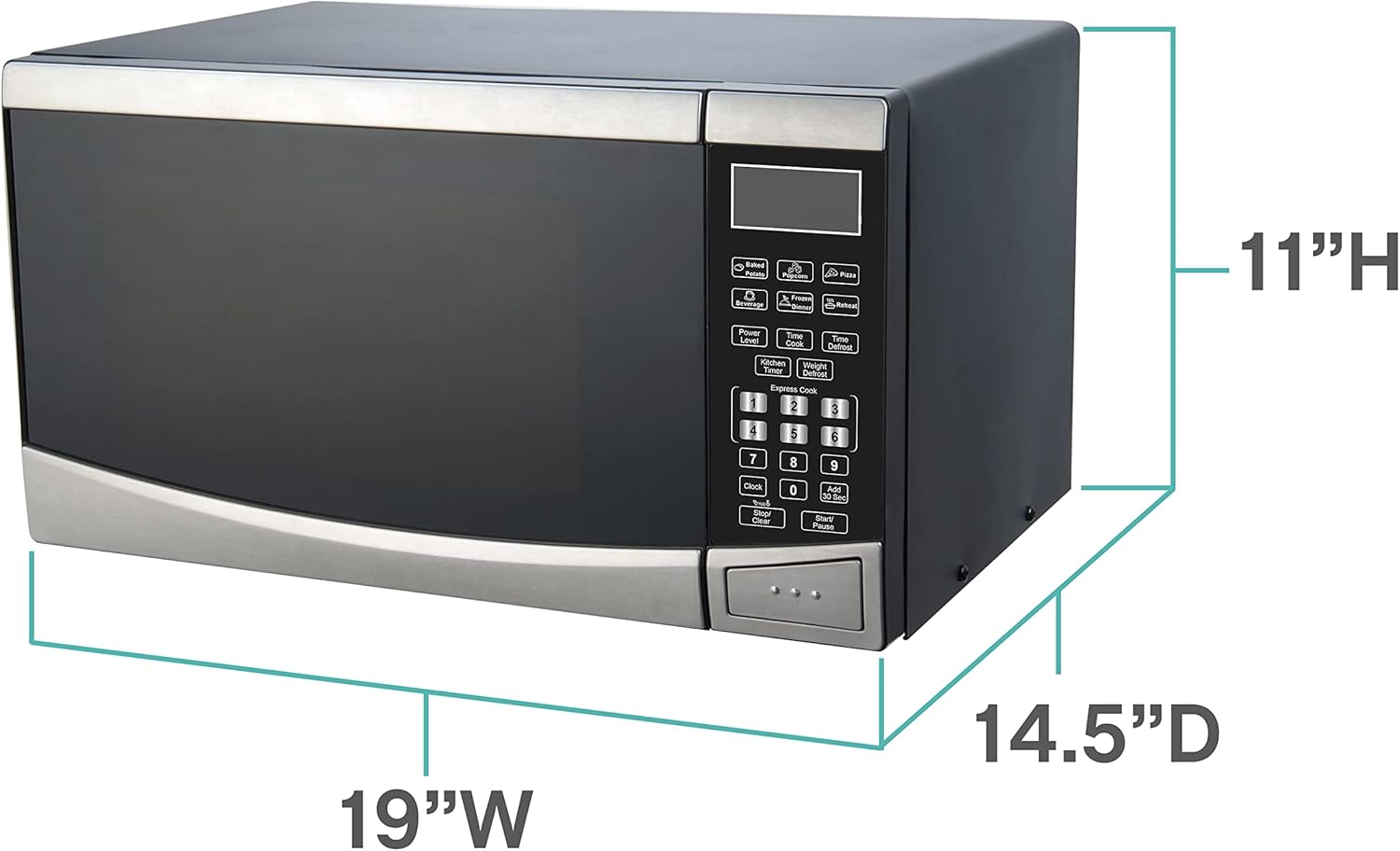 West Bend Microwave Oven 900-Watts Compact with 10 Power Levels and 6 Pre Cooking Settings, Speed Defrost, Electronic Control Panel and Glass Turntable, 0.9-Cu.Ft., Stainless Steel