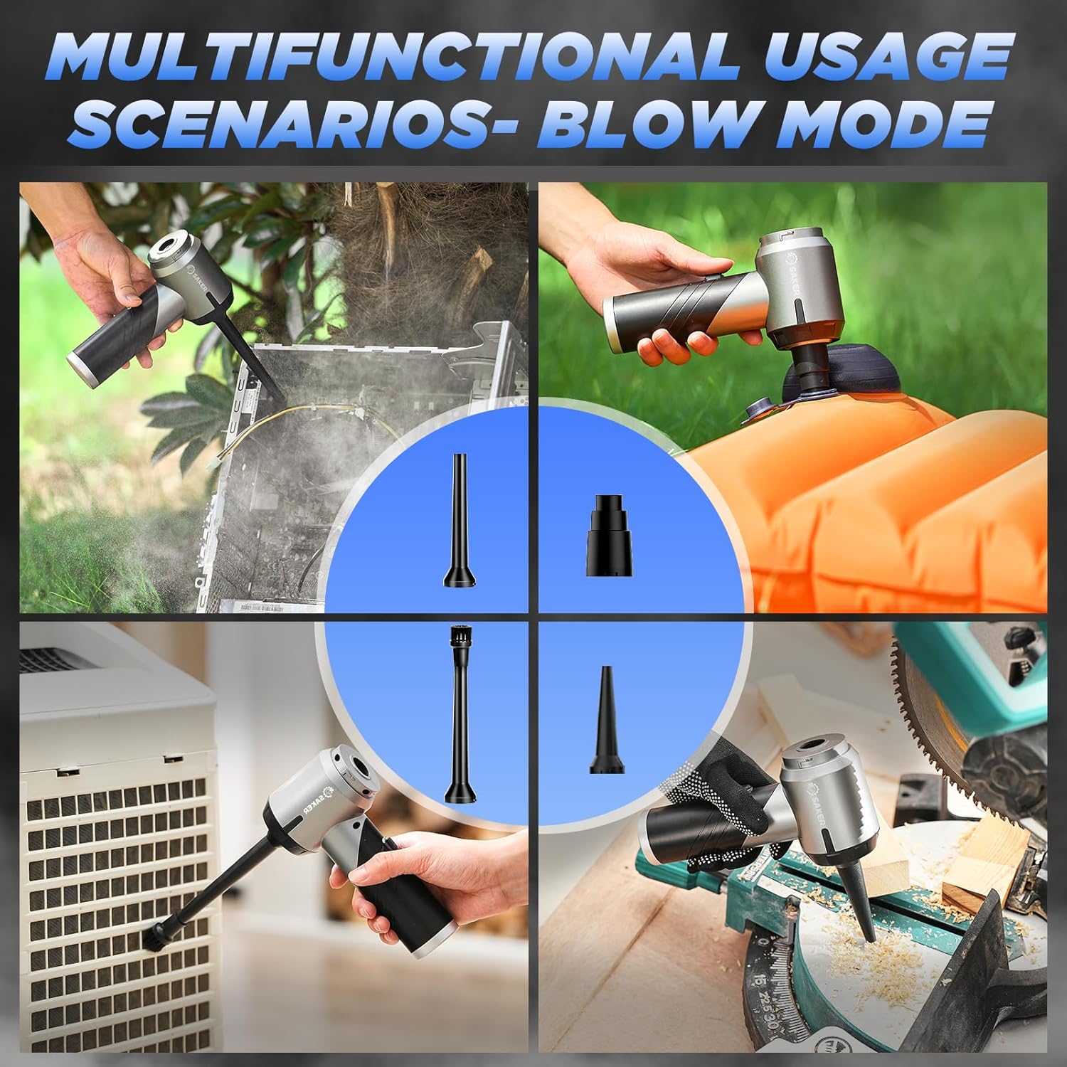 Saker Car Vacuum Portable Cordless17000PA HL132 with 3 HEPA Filter and 1 Steel Filter Set