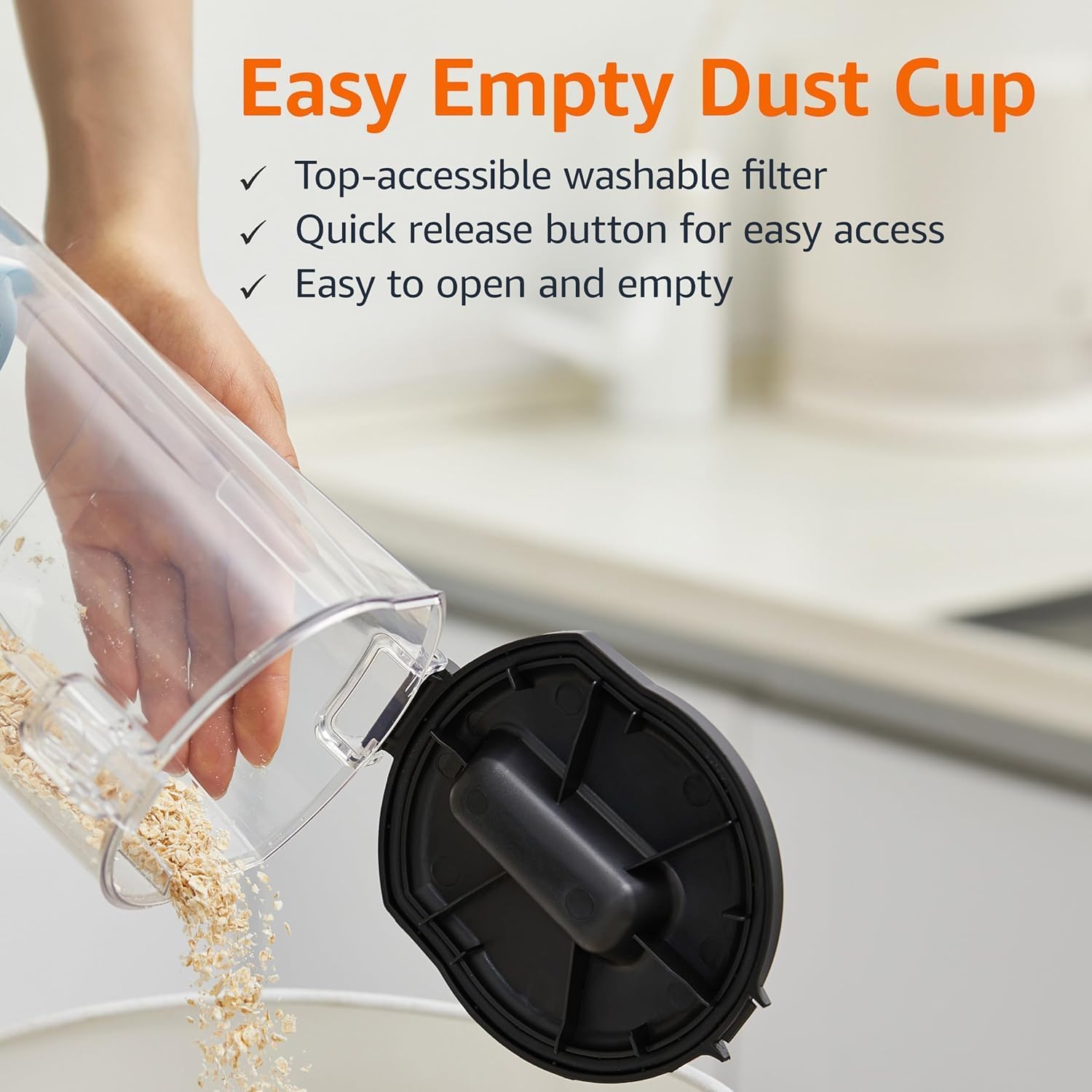 Lightweight Upright Bagless Vacuum Cleaner for Carpet & Hard Floors, 720W Powerful Suction, 1.7L Large Dust Cup, 25ft Cord, Detachable Handle with Crevice & Upholstery Tools – Black/White (8.4 lbs)