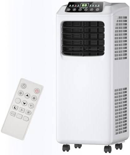 HOMGX 8000 BTU Portable Air Conditioner, 3-in-1 AC unit with Remote Control & Touch Screen, Cool Spaces up to 230 Sq.Ft., Dehumidifier with Window Kit, 4 Caster Wheel, Sleep Mode