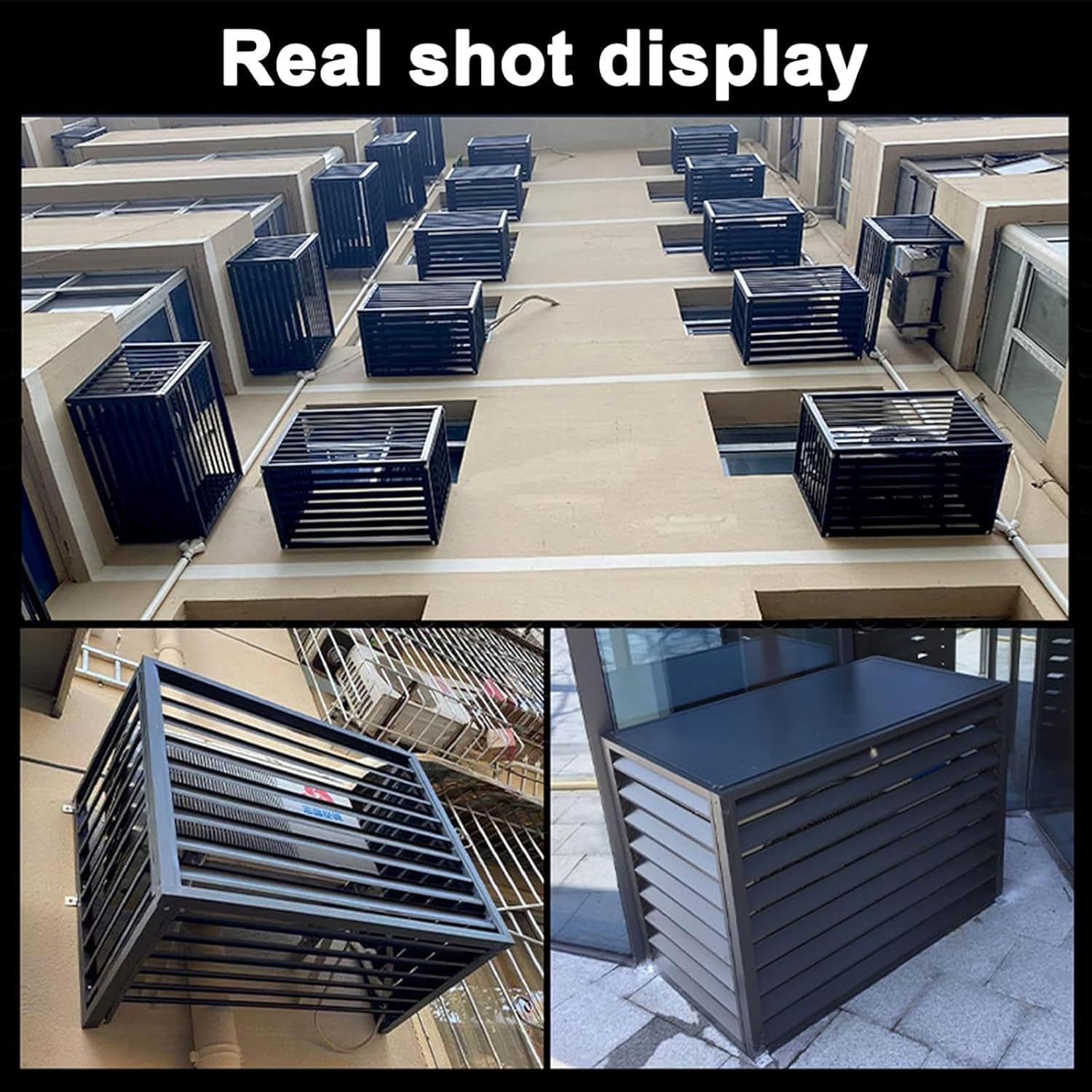 Aluminum Alloy Outdoor Air Conditioner Cover, Louver Dust Cover, Waterproof Heat Pump Cover, Suitable for Air Conditioner Outdoor Unit,Grey-B110*60 * 80cm