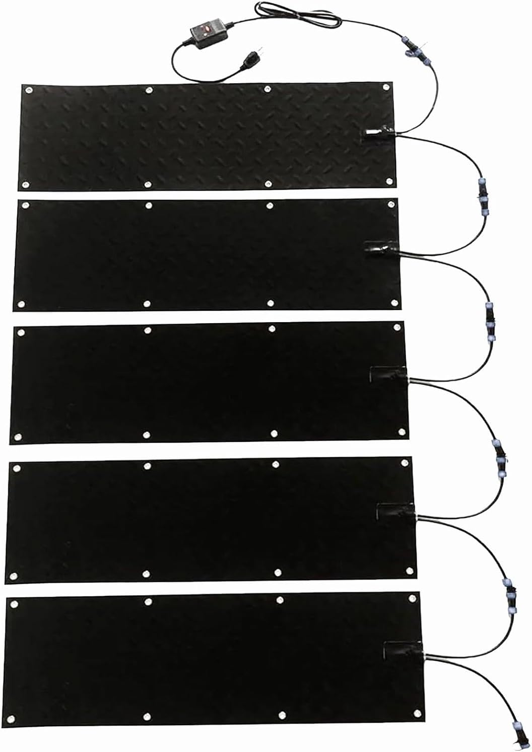 Snow Melt Heated Walkway Mats,w/5ft Power Cord,Melts 2 Inches of Snow Per Hour,for Entrances, Heated Outdoor Mats(Size:10 * 48in,Color:5 Piece)