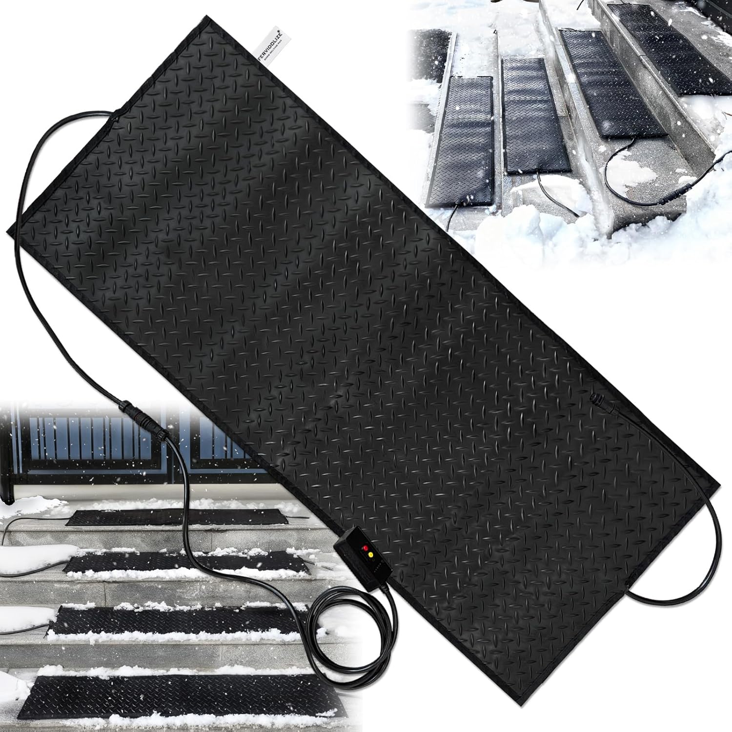 Snow Melting Mats for Stairs, Heated Outdoor Mats, Electric Snow Melting Mats for Winter Snow Removal, Snow and Ice Melting Mats, No-Slip Stair Heating Mats with Power Cord and Timing (30