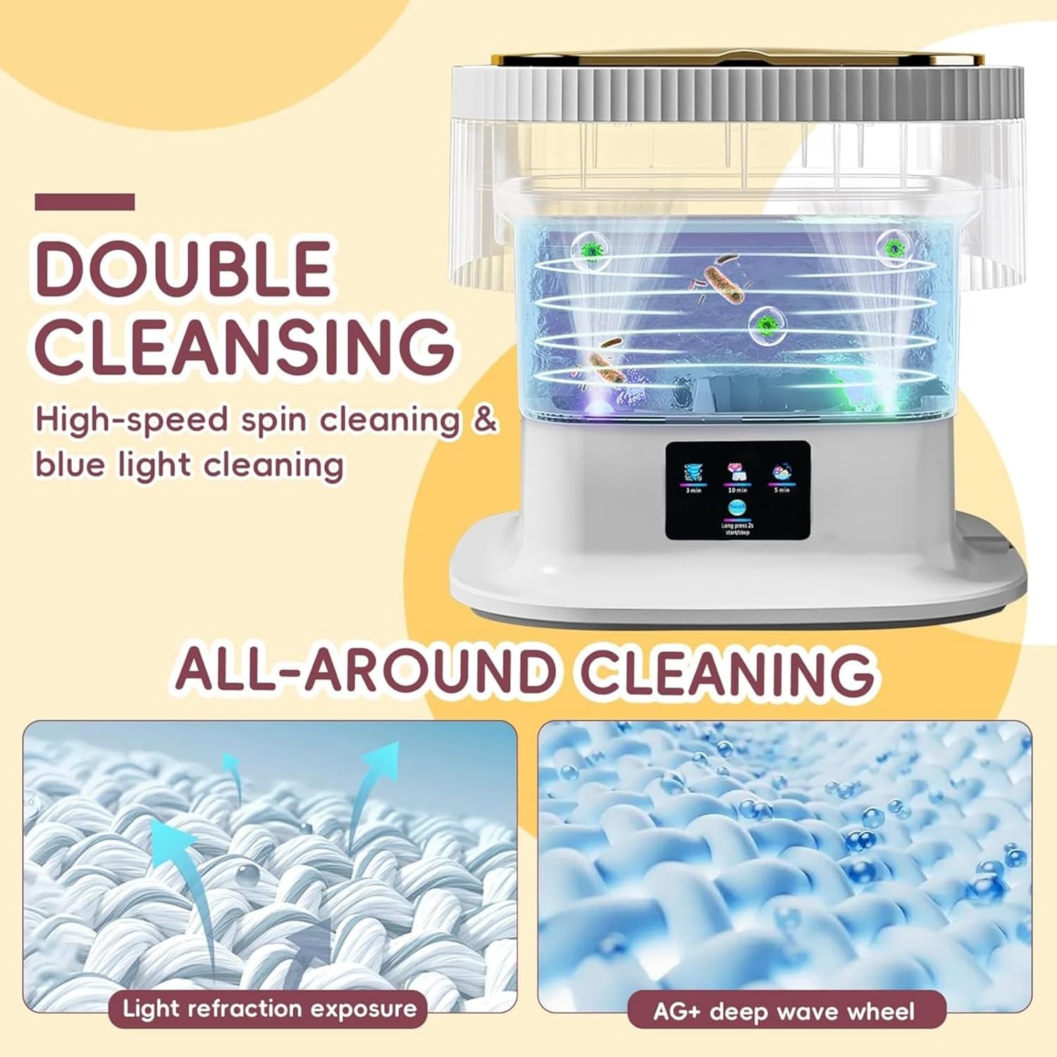 Portable Washing Machine 16L Mini Foldable Laundry with 3 Deep Cleaning Modes - Compact for Underwear