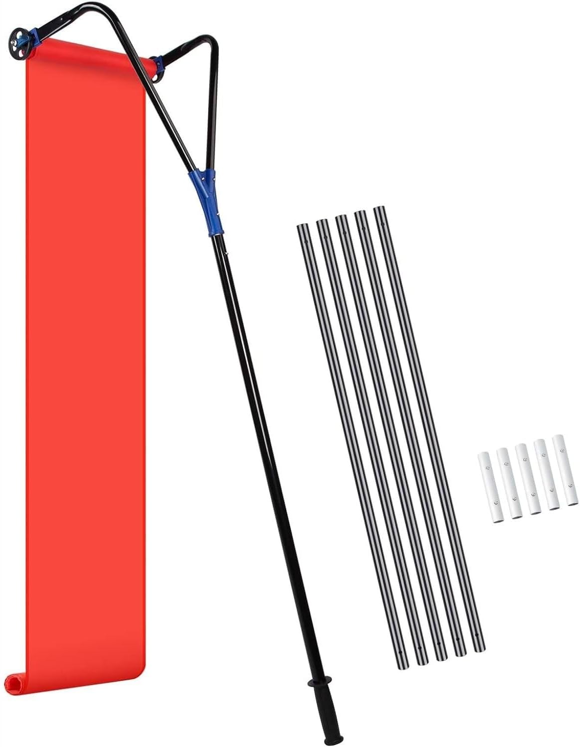 6m Roof Snow Rake with 45cm Milling Cutter and 7.5cm Wheels, Durable Snow Roof Rake with Snow Slide for Pitched Roof and Shingle Roof