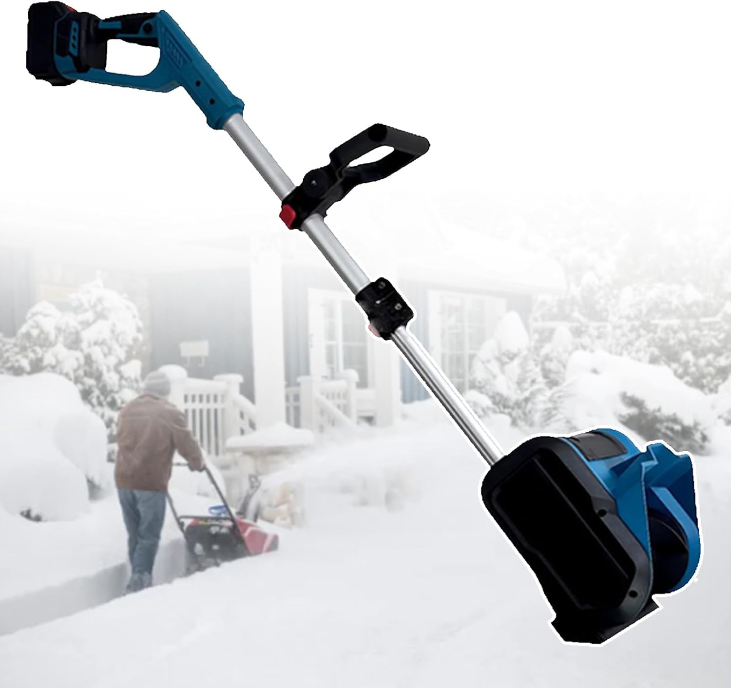 Cordless Snow Shovel, Electric Snow Shovel For Driveway, With Adjustable Front Handle & Telescopic Pole, 10In Width & 6In Depth & 20Ft Throwing Distance,2xBattery