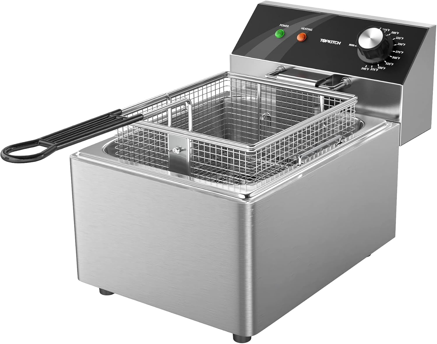 Electric Deep Fryer Countertop Deep Fryer with Basket and Lid Capacity 10L(10.5QT) Stainless Steel Single Tank Fryer for Home Use Easy to Clean Oil Fryers 1800 Watts, 120V