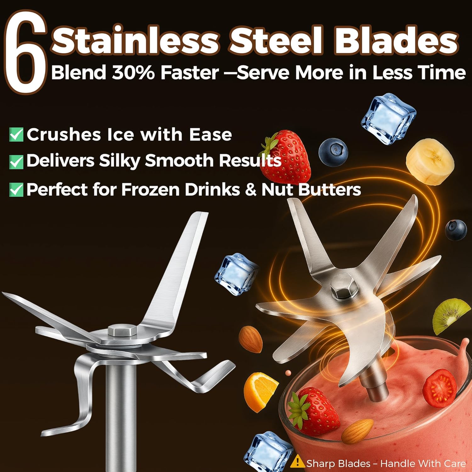 TALIA Smoothie Blender for Ice Crushing & Shakes, 750W Countertop Blenders with 48oz Glass Jar & 6 Stainless Steel Blades, High-Speed Blender for Smoothies Frozen Fruit & Nut Butter