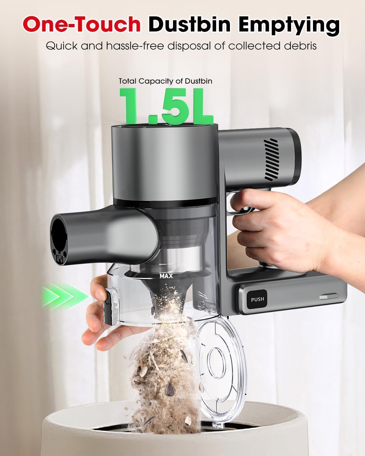 Cordless Vacuum Cleaners for Home, G26 Vacuum Cleaner, 45KPA Powerful Suction, Up to 60 Minutes, Tangle-Resistant, Rechargeable Stick Vac with Wall Mount for Pet Hair, Hardwood Floors