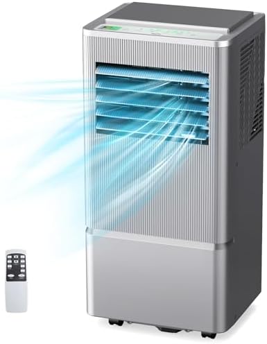 Air Choice 10000 BTU Portable Air Conditioner, Air Conditioner Portable for Room Up to 450 Sq.Ft, 24H Timer, 3-in-1 AC Unit with Dehumidifier & Fan Modes, Window Kit for Home Office, Metallic Grey