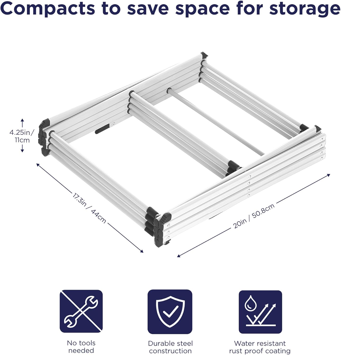 BLACK+DECKER 4-Tier Expandable Collapsible Clothes Drying Rack, Telescopic Height, Foldable Space-Saving Laundry Air Dryer for Towels, Shirts & Delicates – Durable Steel, No Tools Needed