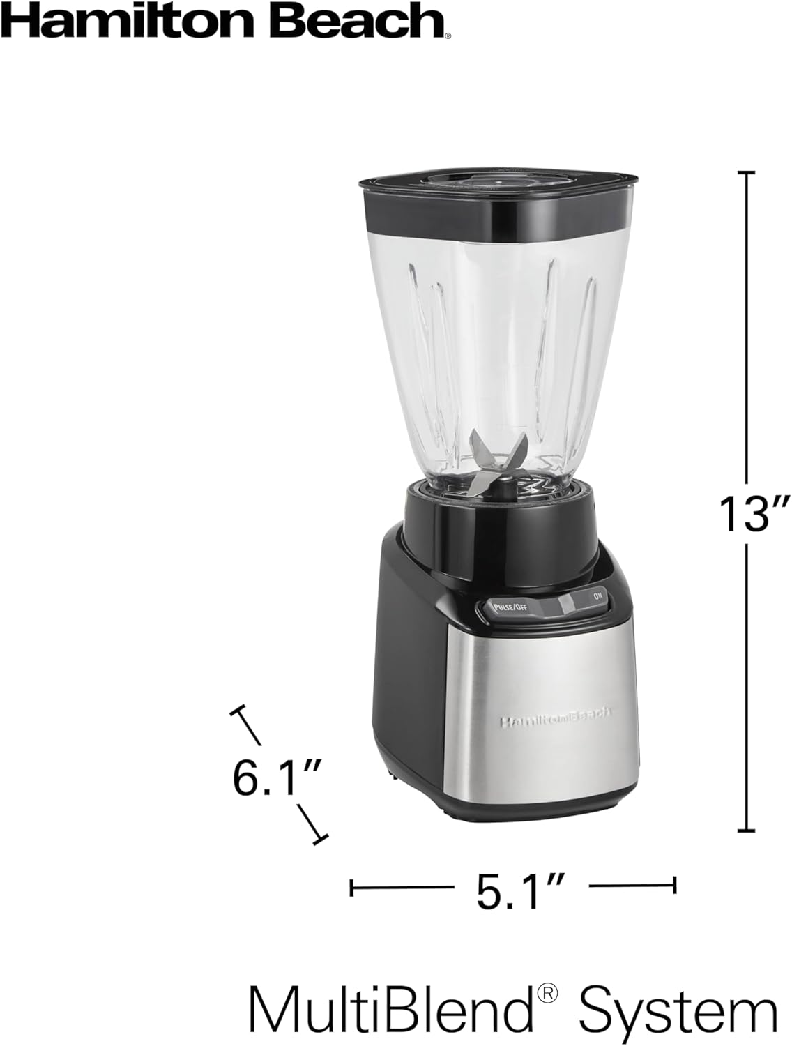 Hamilton Beach MultiBlend Smoothie Blender with 4 Shatterproof BPA Free Jars and Lids; Large 32oz Jar, 8oz Grinder for Nuts & Spices, and 2 Portable Travel Cups, 650 Watts, Black and Stainless (52400)