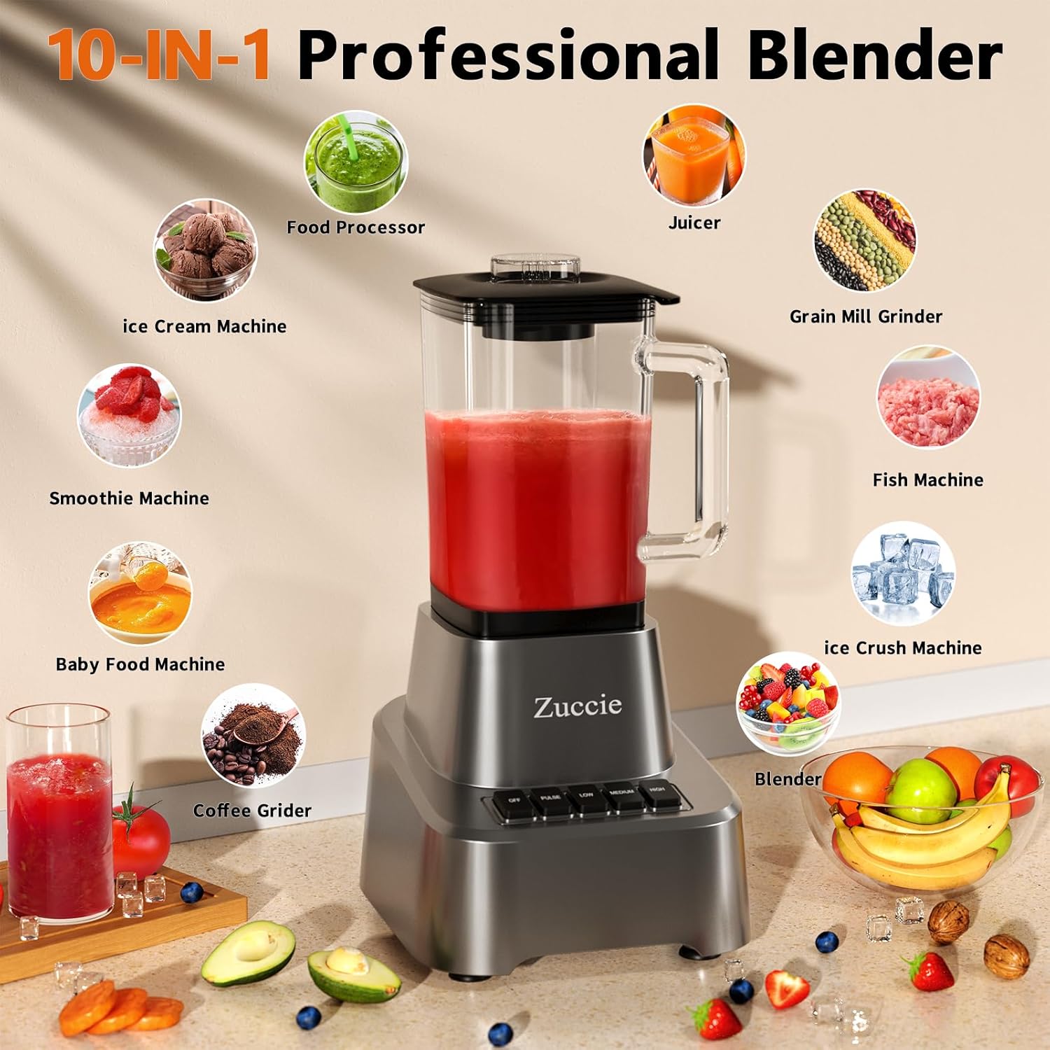 Blender for Shakes and Smoothies With 54oz Glass Jar, 4 Speed Settings, Countertop Blender for Frozen Fruit Drinks, Smoothies, Sauces, 750 Watts