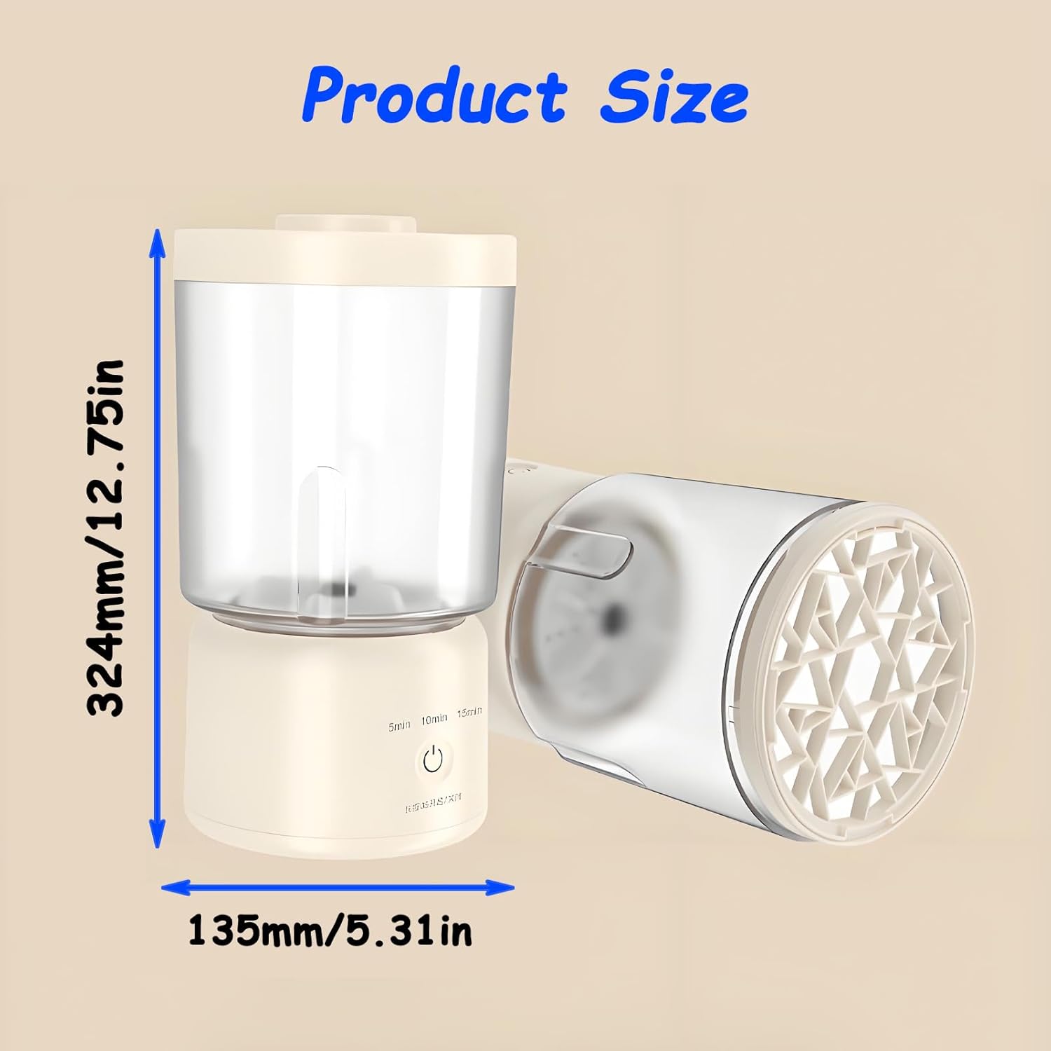 Mini Cordless Washing-Machine, Small Underwear Washer, Laundry Cup for Bra, Underwear, Socks(Size:Double Cup,Color:Cream Yellow)