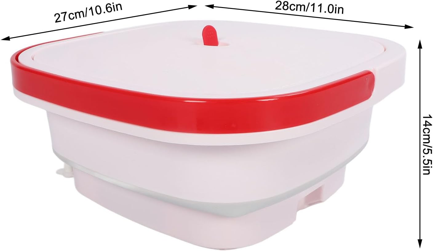 Portable Washing Machine 6L TPR Negative Ion Mini Laundry Bucket Washer with Powerful and Rinsing Functions, Foldable Design for RV Travel Apartment, Suitable for Socks, (Pink)